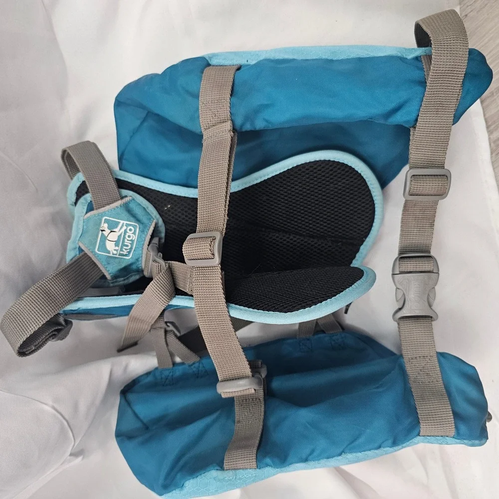 Kurgo Baxter Dog Backpack‎ Harness Blue Teal Adjustable Hiking Gear Saddlebags